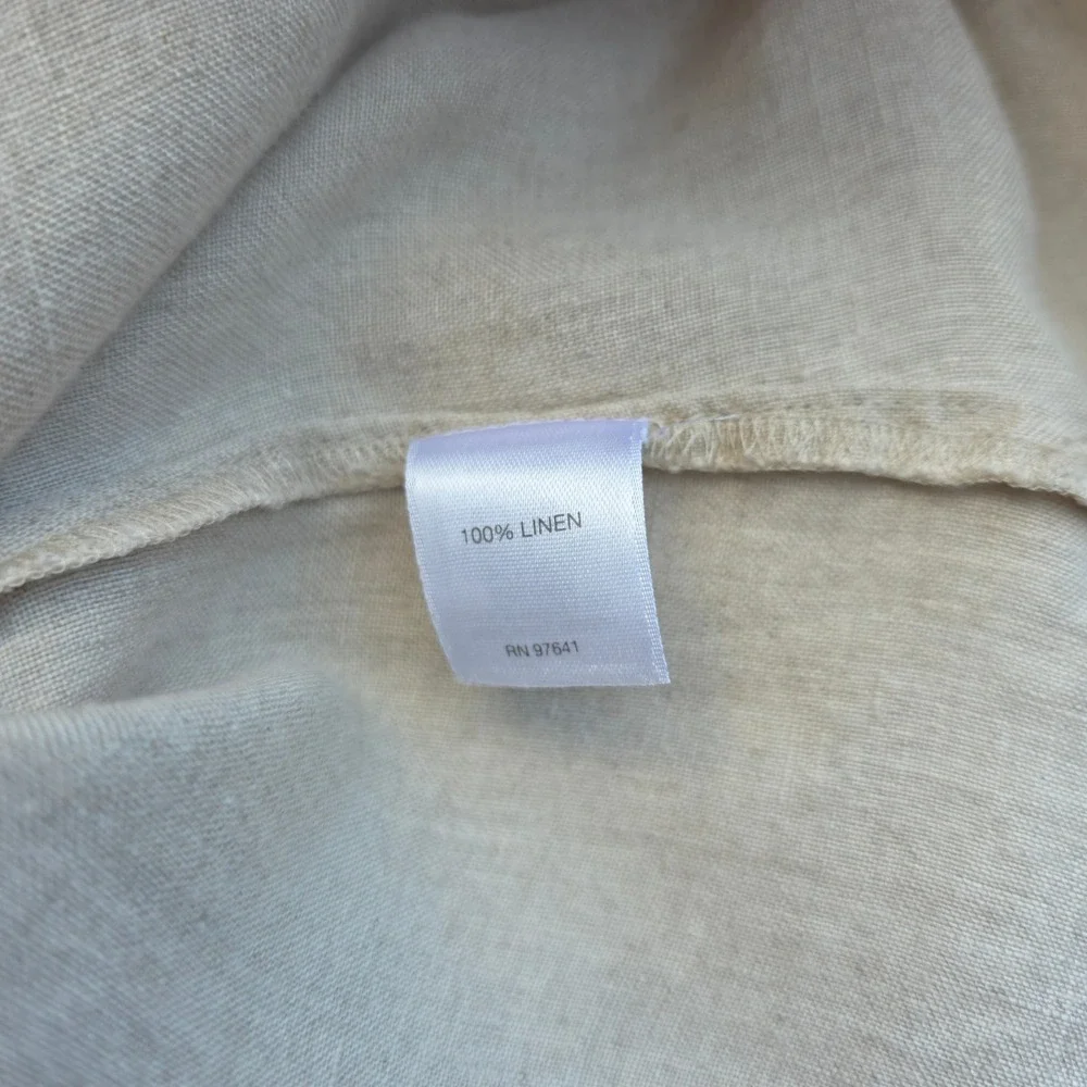 J. Jill Love Linen Button Down L Beige Coastal Minimalist Oversize Long Sleeve - Picture 11 of 13